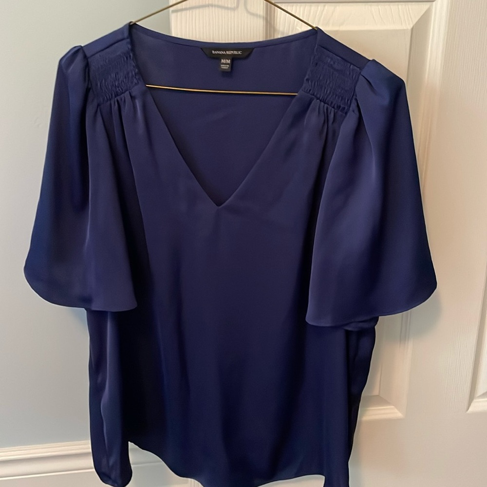 Pretty silky royal blue blouse